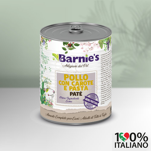 BARNIE'S Umido Monoproteico Pollo con Carote e Pasta 400 g